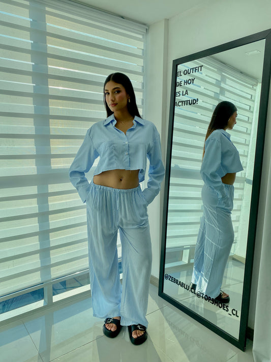 Pants rayas celeste